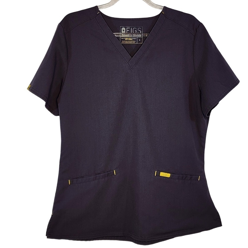 FIGS Graphite‎ Gray Casma 3 Pocket Scrub Uniform Top for Women Size Small